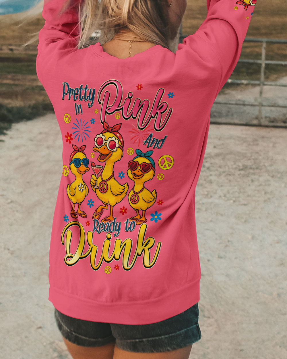 PRETTY IN PINK DUCK ALL OVER PRINT - TYQY1704252