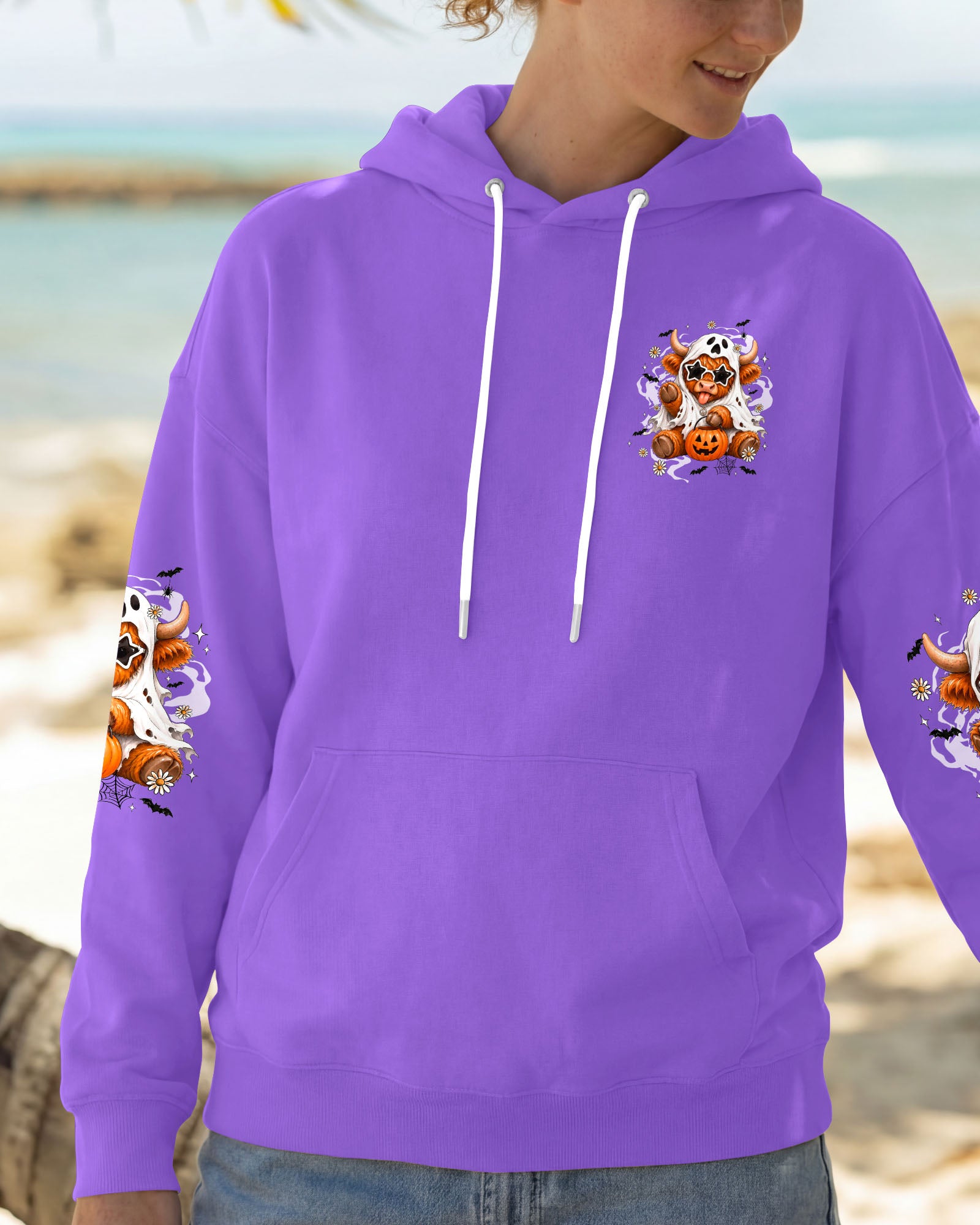 BOO I MEAN MOO HALLOWEEN HIGHLAND COW ALL OVER PRINT - TYQY1707262