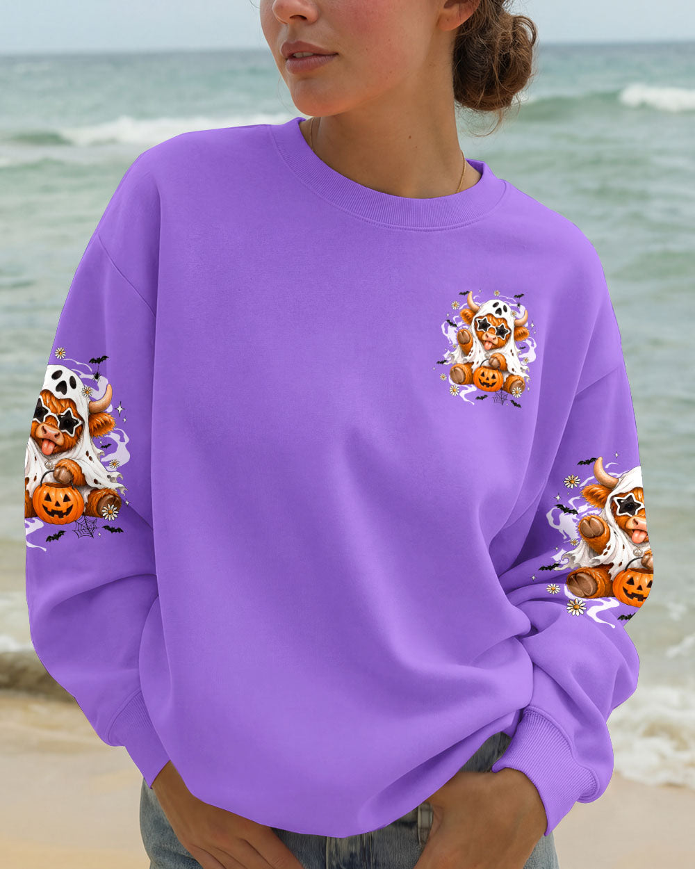BOO I MEAN MOO HALLOWEEN HIGHLAND COW ALL OVER PRINT - TYQY1707262