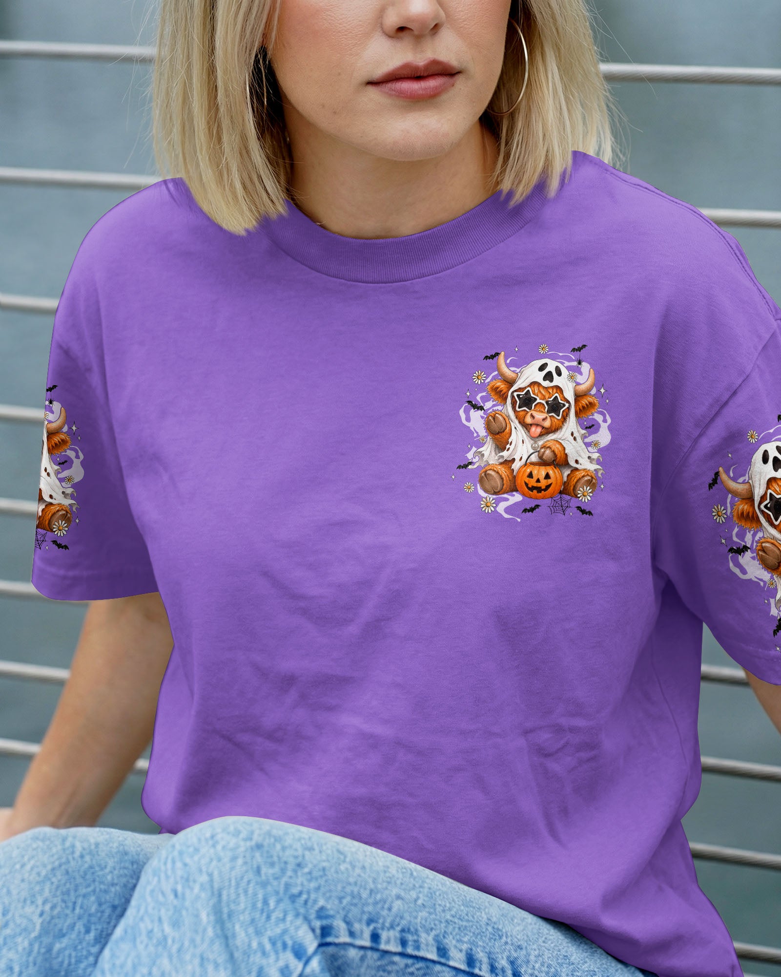 BOO I MEAN MOO HALLOWEEN HIGHLAND COW ALL OVER PRINT - TYQY1707262