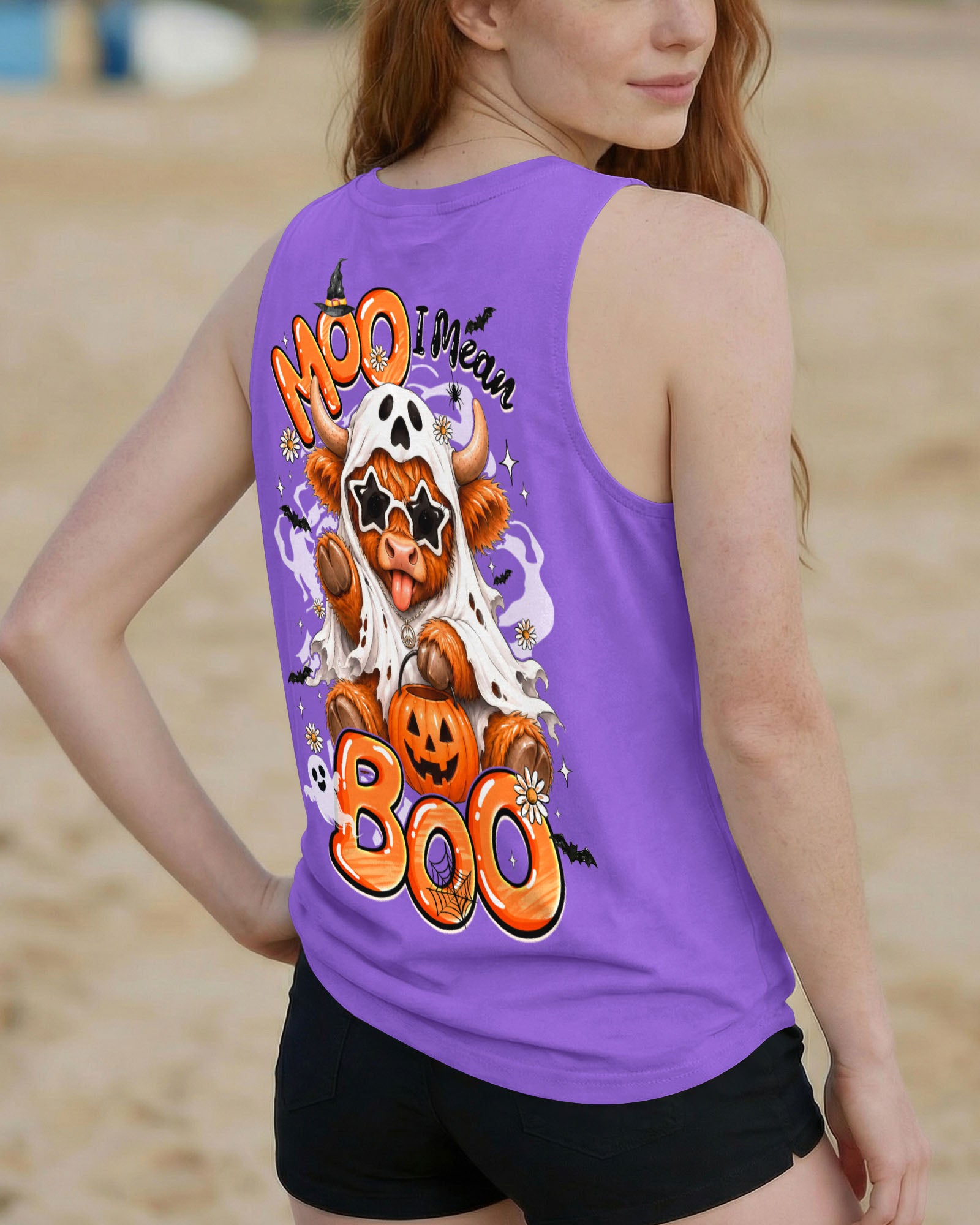 BOO I MEAN MOO HALLOWEEN HIGHLAND COW ALL OVER PRINT - TYQY1707262