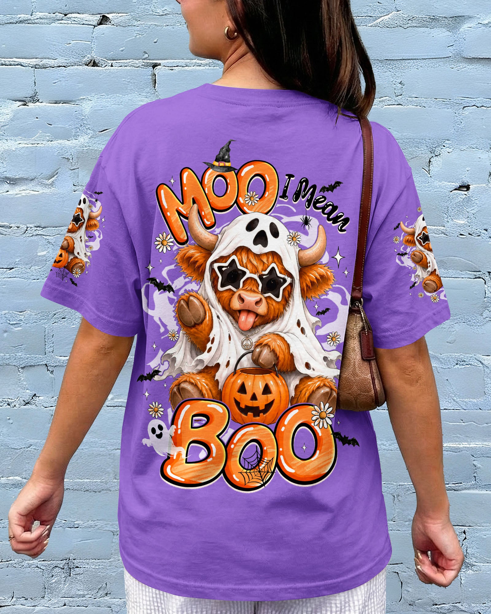 BOO I MEAN MOO HALLOWEEN HIGHLAND COW ALL OVER PRINT - TYQY1707262