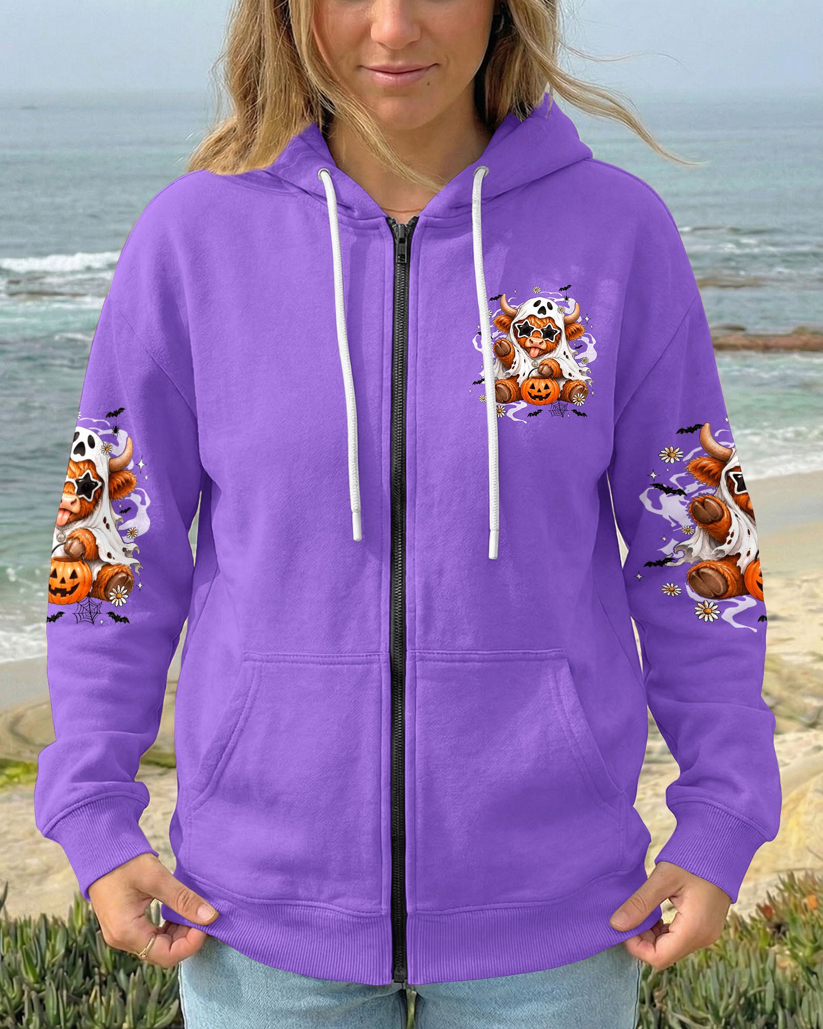 BOO I MEAN MOO HALLOWEEN HIGHLAND COW ALL OVER PRINT - TYQY1707262