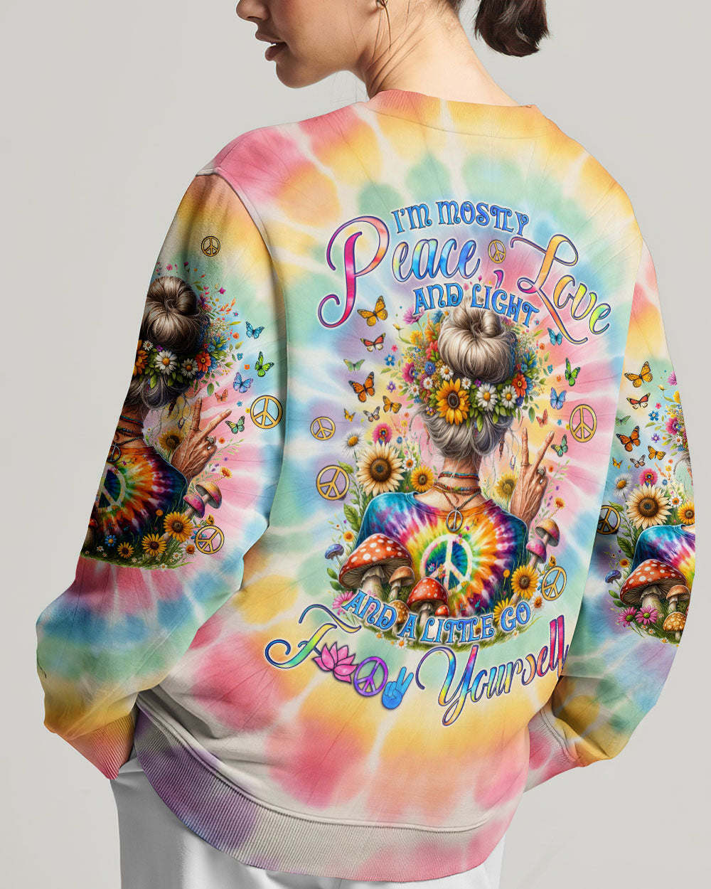 PEACE LOVE AND LIGHT TIE DYE ALL OVER PRINT - TYQY1803244