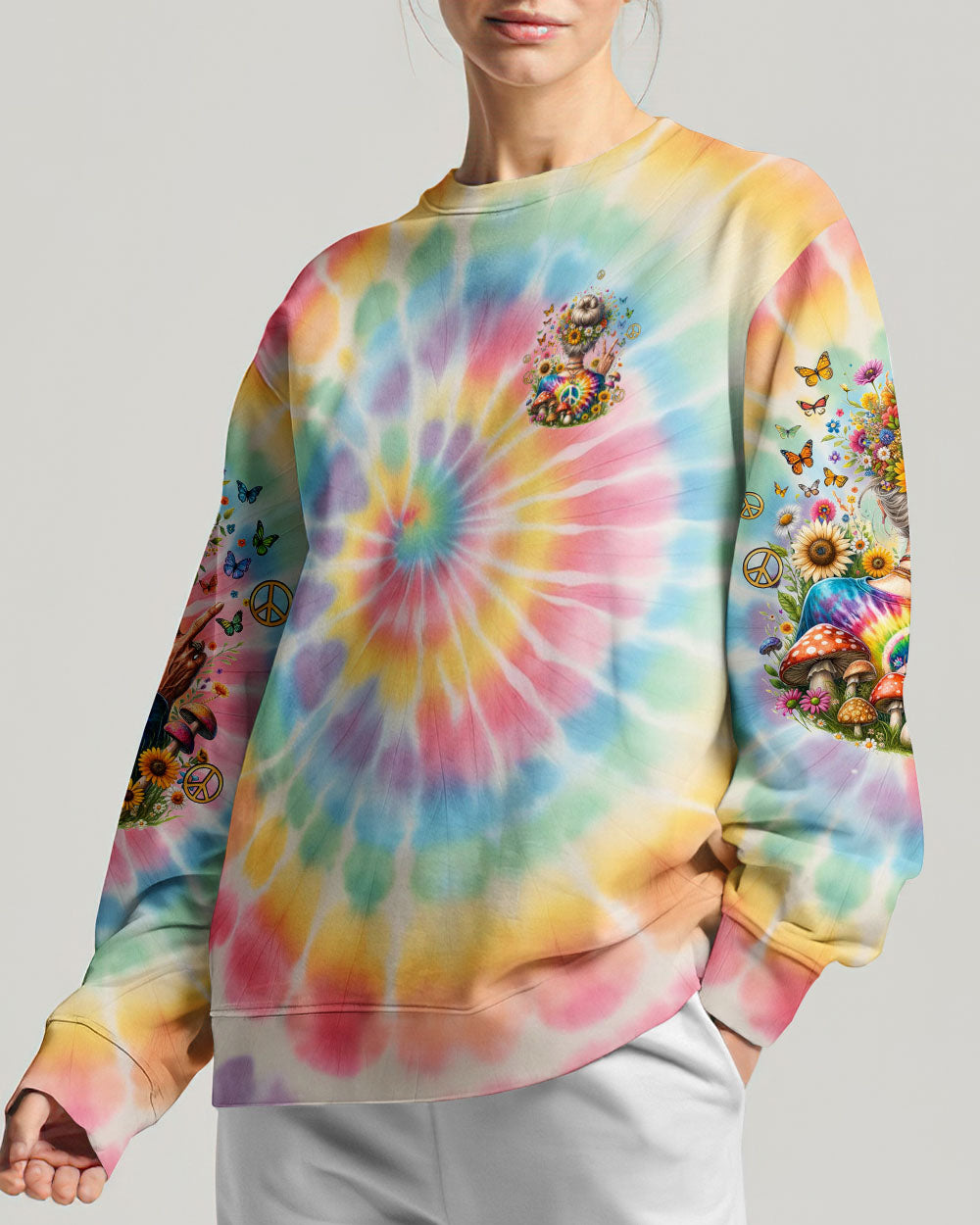 PEACE LOVE AND LIGHT TIE DYE ALL OVER PRINT - TYQY1803244