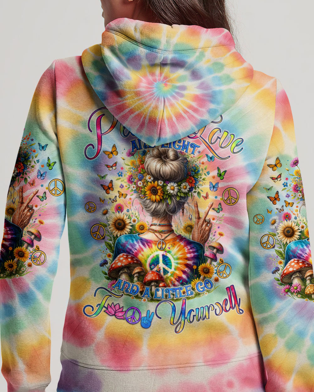PEACE LOVE AND LIGHT TIE DYE ALL OVER PRINT - TYQY1803244