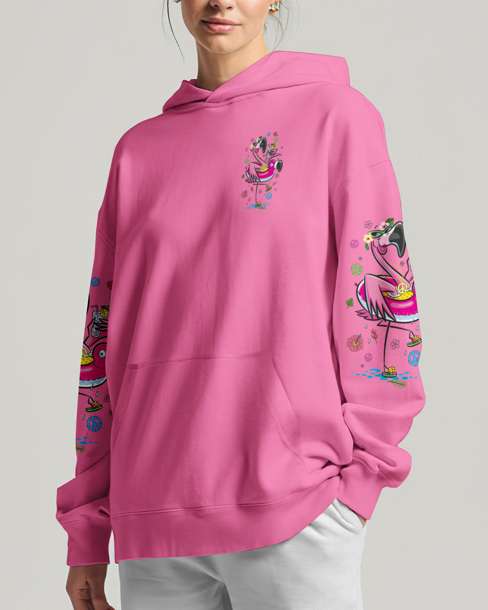 DON'T WORRY BE HAPPY IT'S WINE O'CLOCK SOMEWHERE FLAMINGO ALL OVER PRINT - TYQY1806245