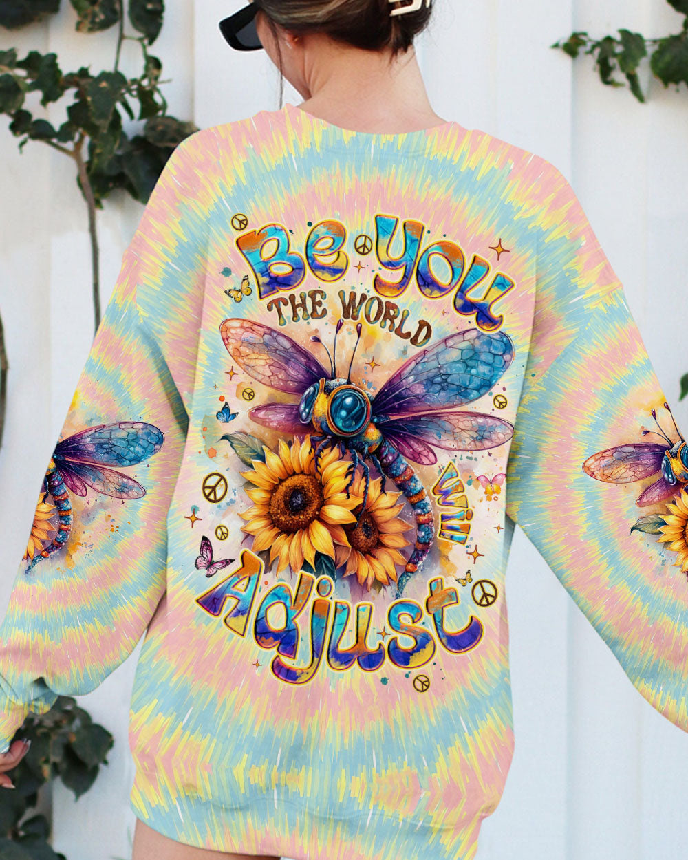 BE YOU THE WORLD WILL ADJUST DRAGONFLY TIE DYE ALL OVER PRINT - TYQY1902253