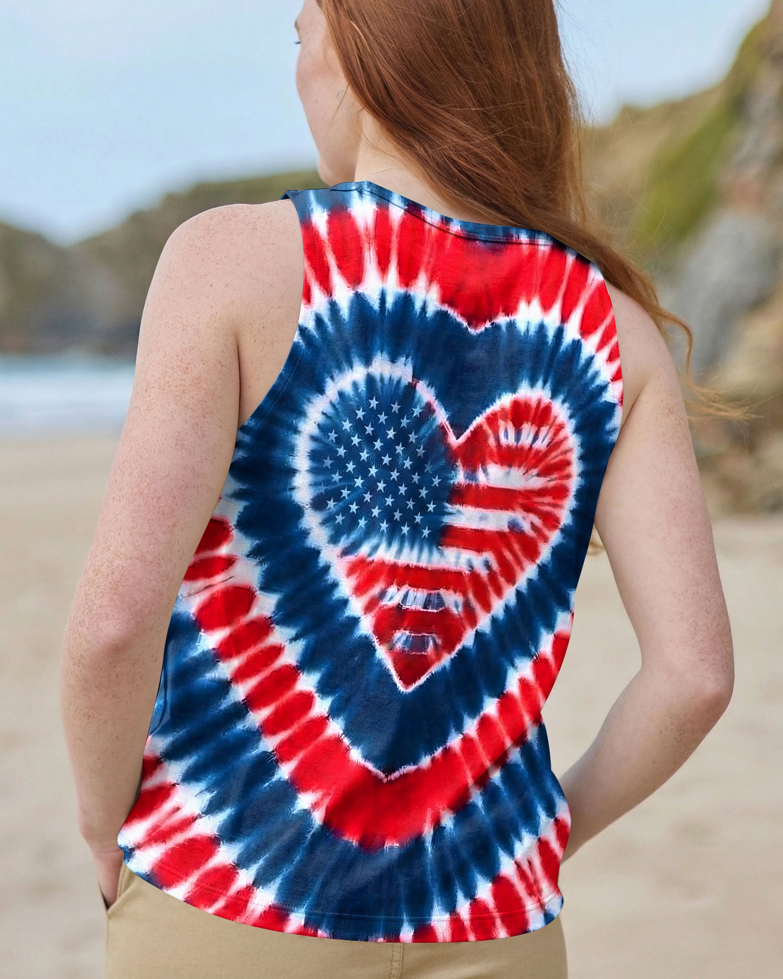 RED WHITE AND BLUE HEART FREEDOM ALL OVER PRINT - TYQY1903262