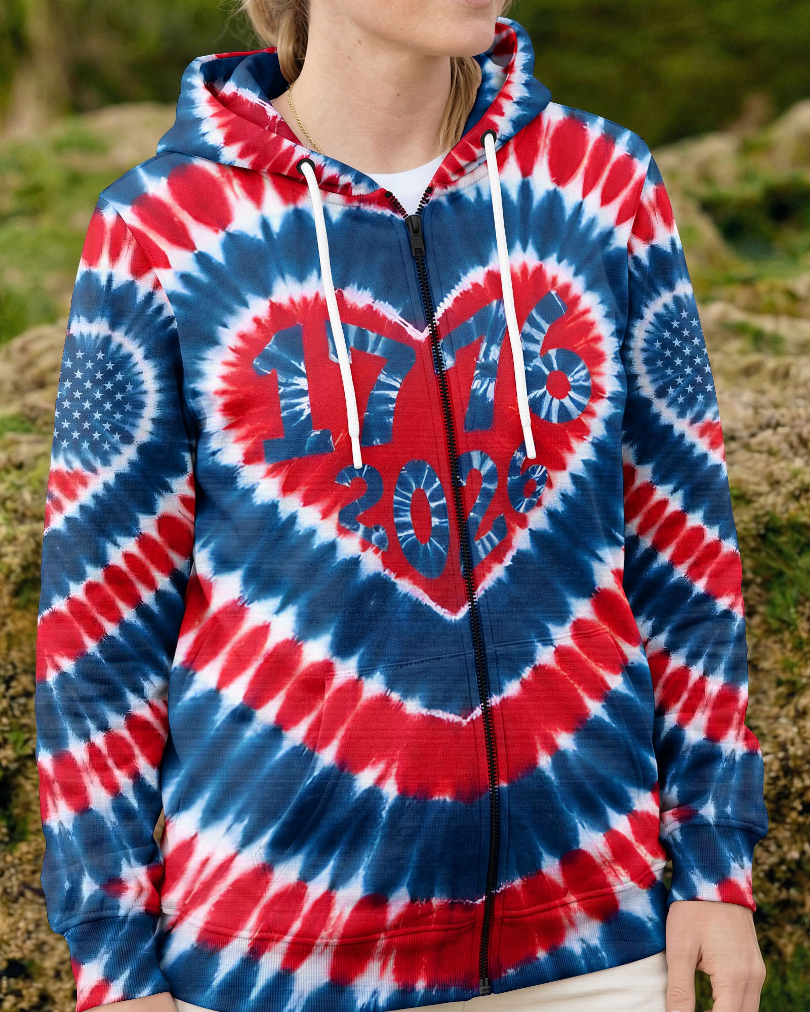 RED WHITE AND BLUE HEART FREEDOM ALL OVER PRINT - TYQY1903262