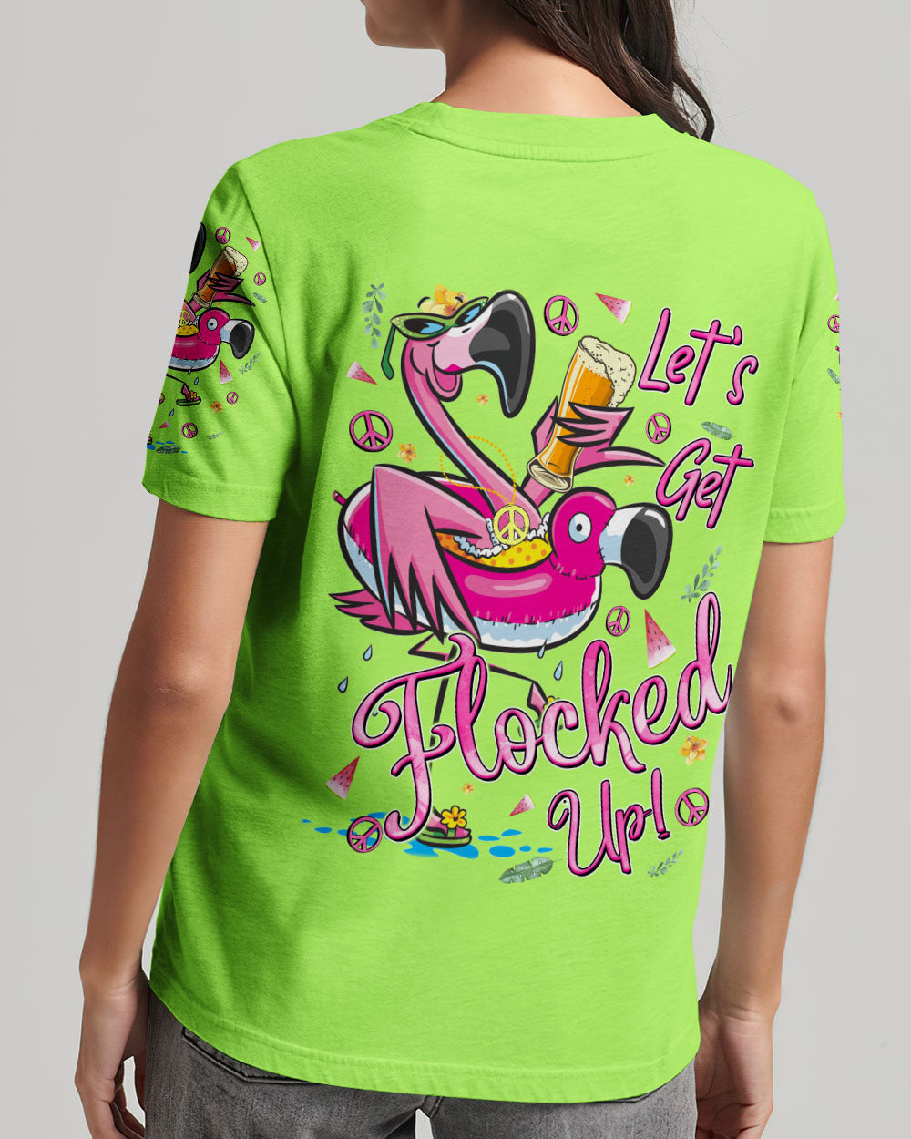 LET'S GET FLOCKED UP FLAMINGO ALL OVER PRINT - TYQY1906244