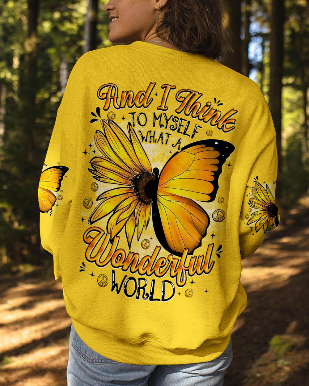 WHAT A WONDERFUL WORLD BUTTERFLY SUNFLOWER ALL OVER PRINT - TYQY2009254