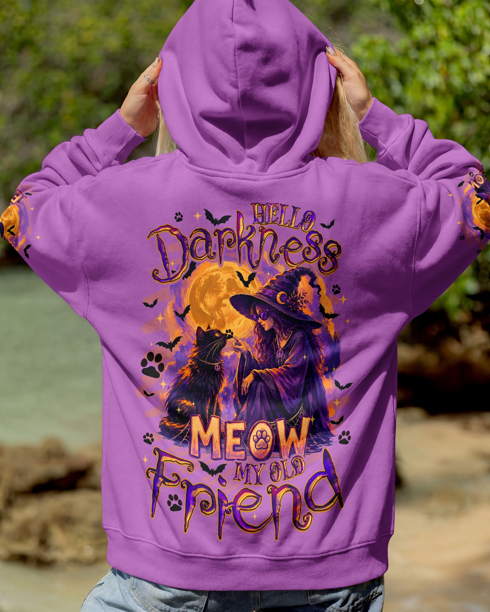 HELLO DARKNESS MY OLD FRIEND HALLOWEEN WITCH  CAT ALL OVER PRINT - TYQY2107261