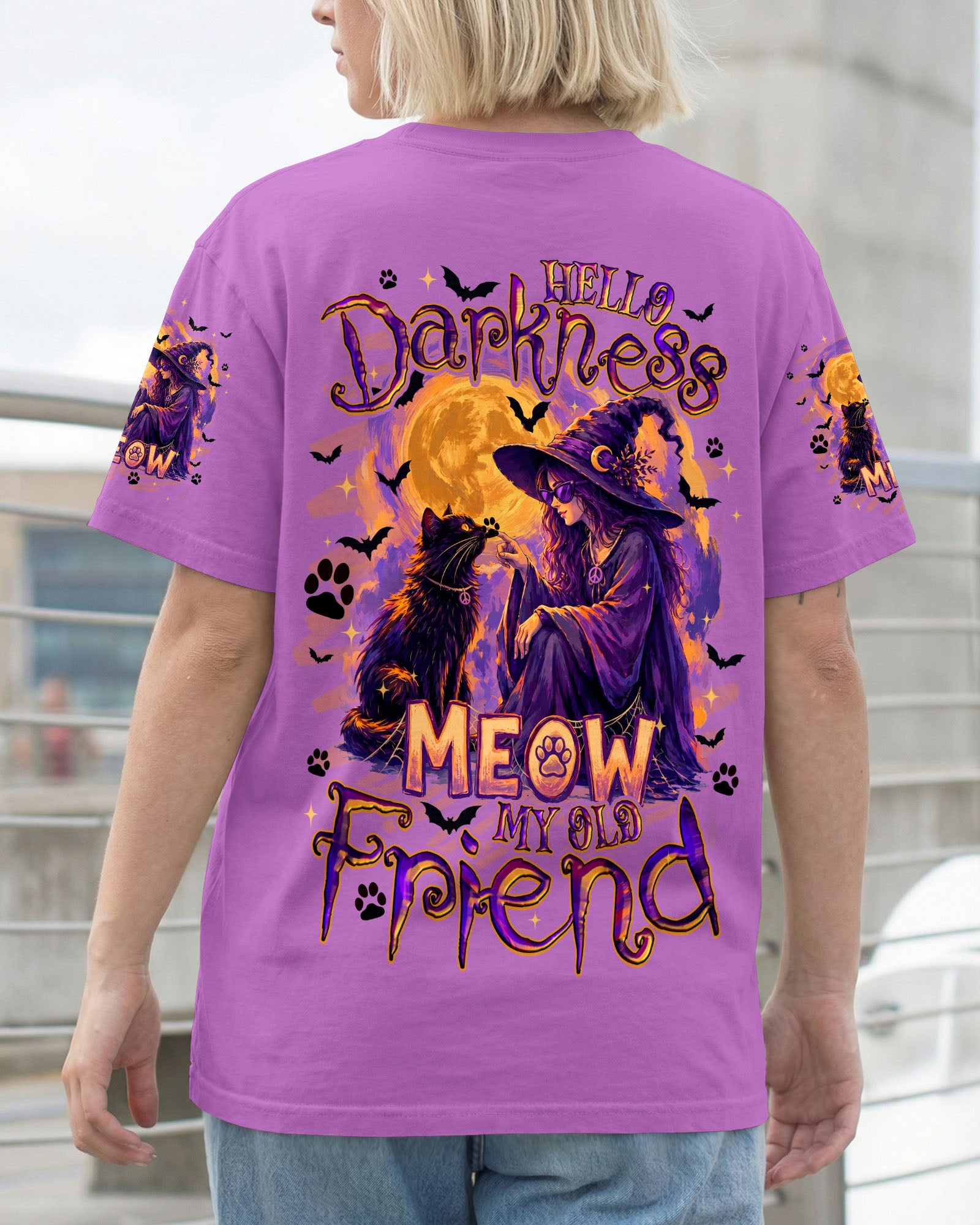 HELLO DARKNESS MY OLD FRIEND HALLOWEEN WITCH  CAT ALL OVER PRINT - TYQY2107261