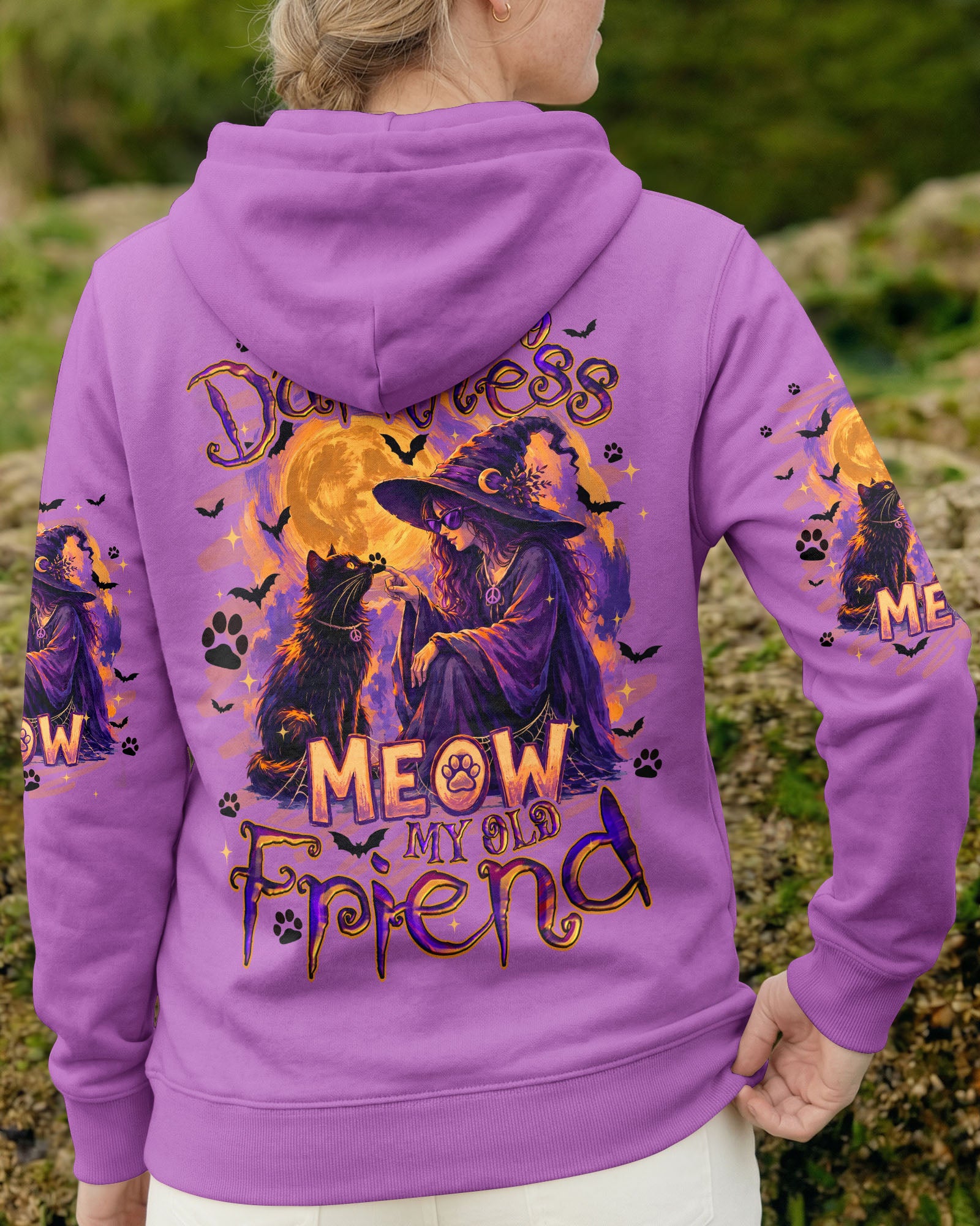 HELLO DARKNESS MY OLD FRIEND HALLOWEEN WITCH  CAT ALL OVER PRINT - TYQY2107261