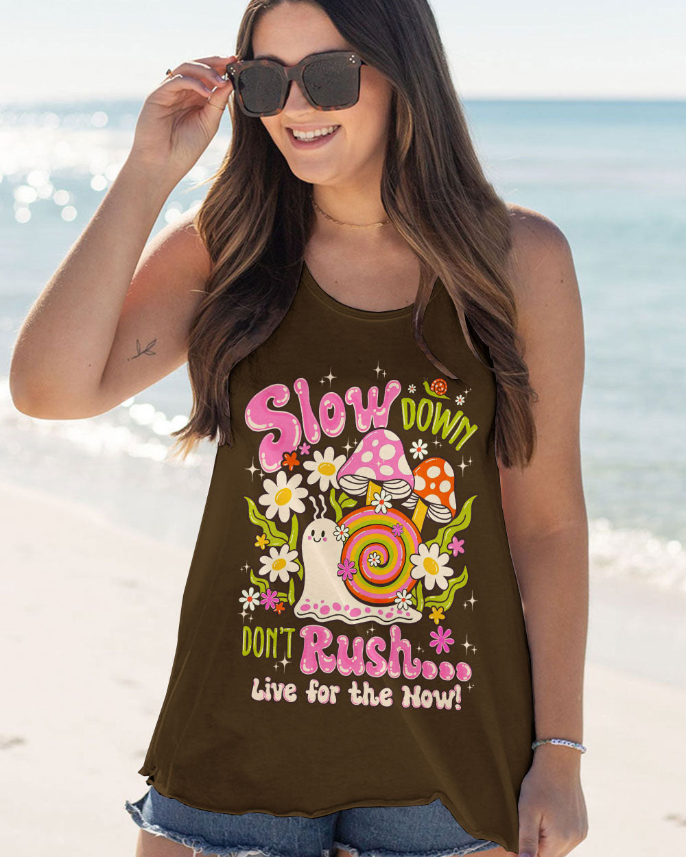 SLOW DOWN DON'T RUSH HIPPIE SNAIL ALL OVER PRINT - TYQY2406251