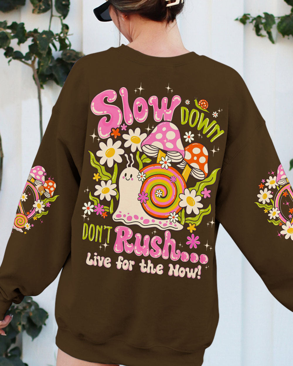 SLOW DOWN DON'T RUSH HIPPIE SNAIL ALL OVER PRINT - TYQY2406251