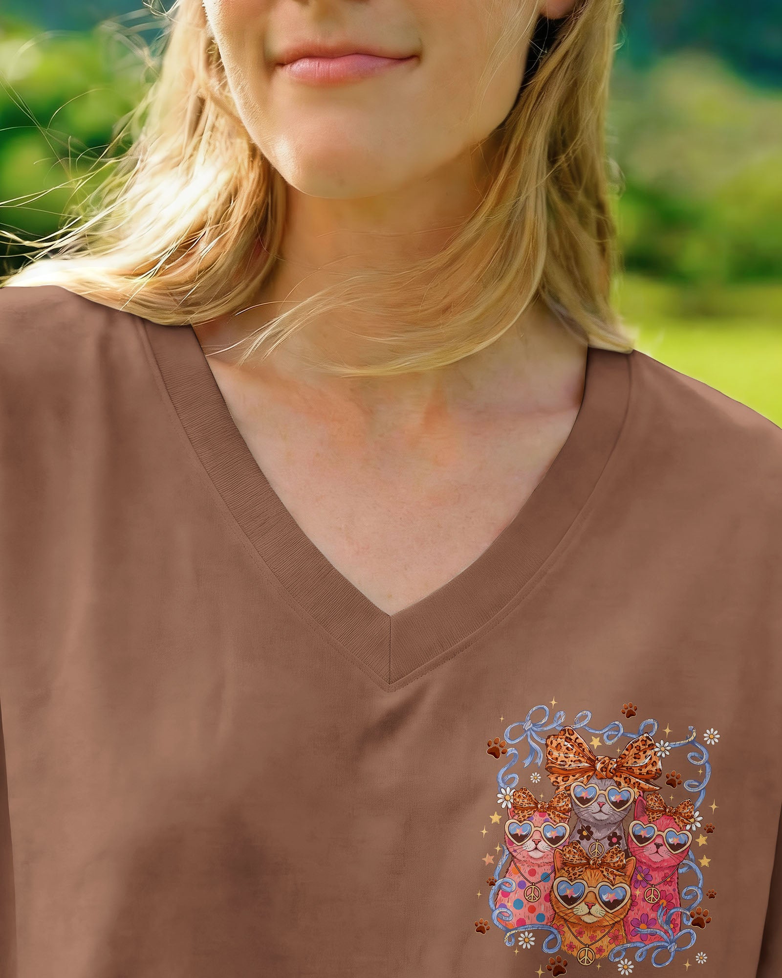 PEACE LOVE AND MEOW CAT ALL OVER PRINT - TYQY2407261