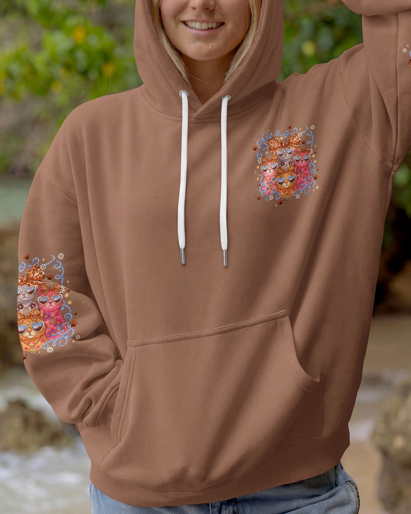 PEACE LOVE AND MEOW CAT ALL OVER PRINT - TYQY2407261