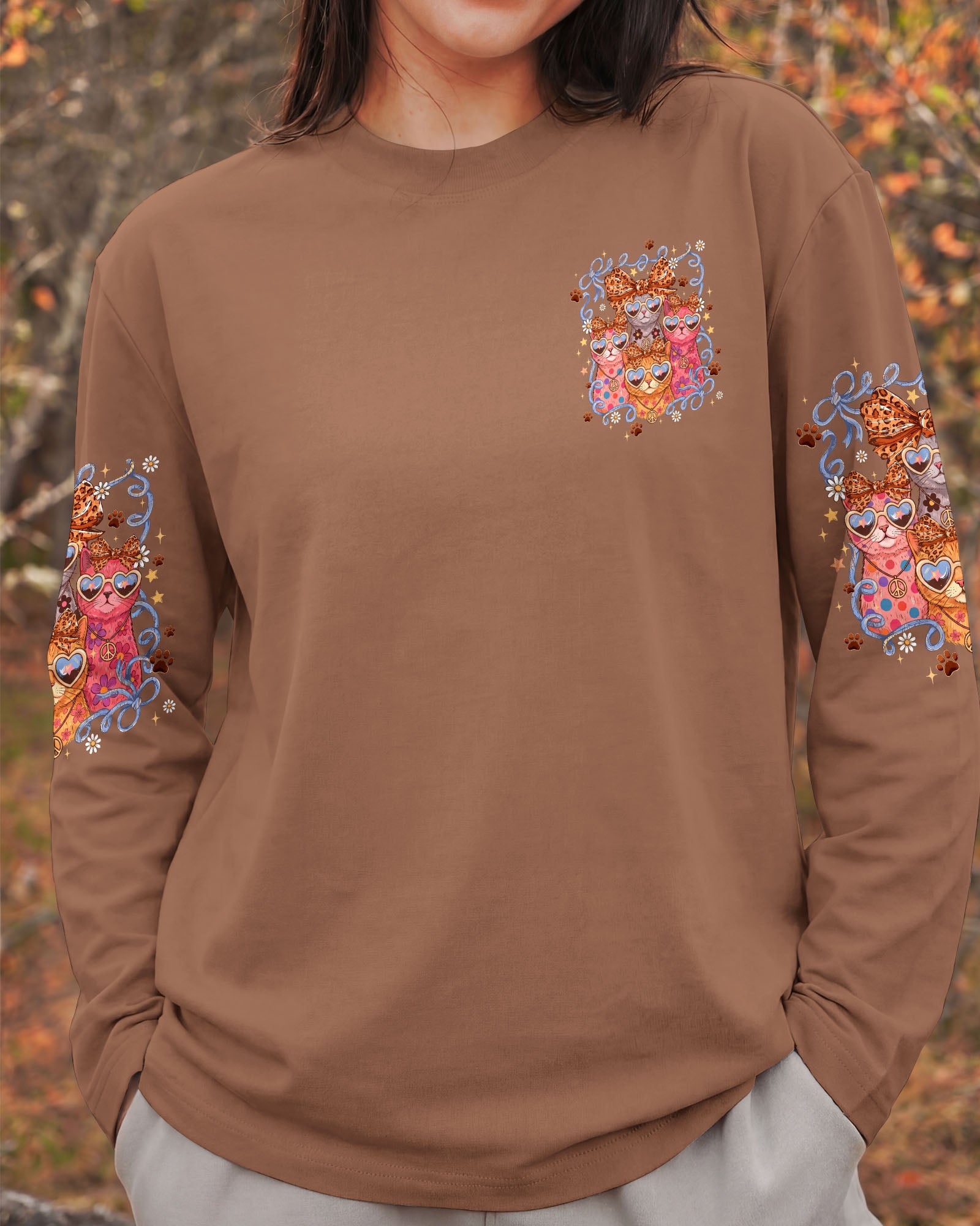 PEACE LOVE AND MEOW CAT ALL OVER PRINT - TYQY2407261