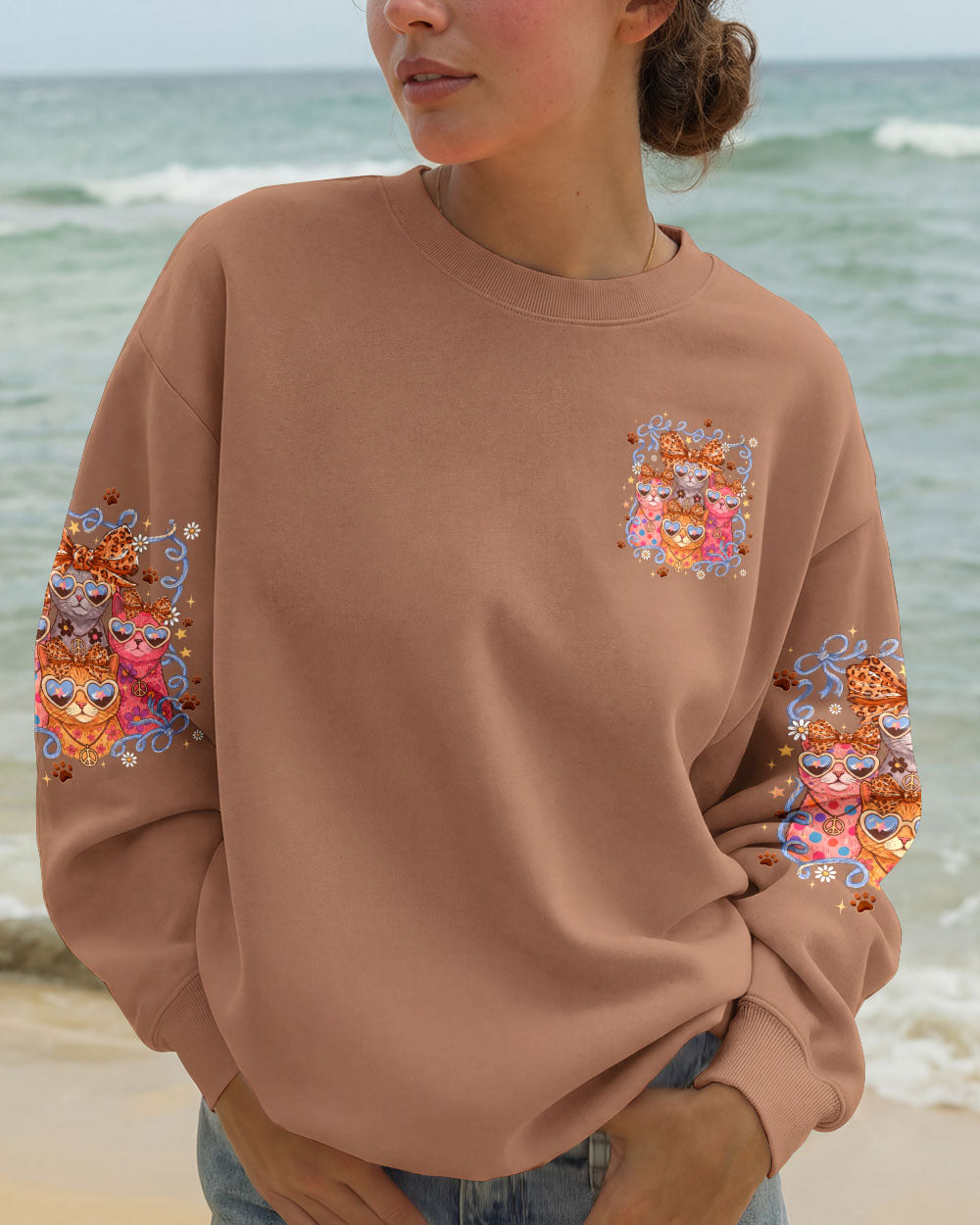 PEACE LOVE AND MEOW CAT ALL OVER PRINT - TYQY2407261