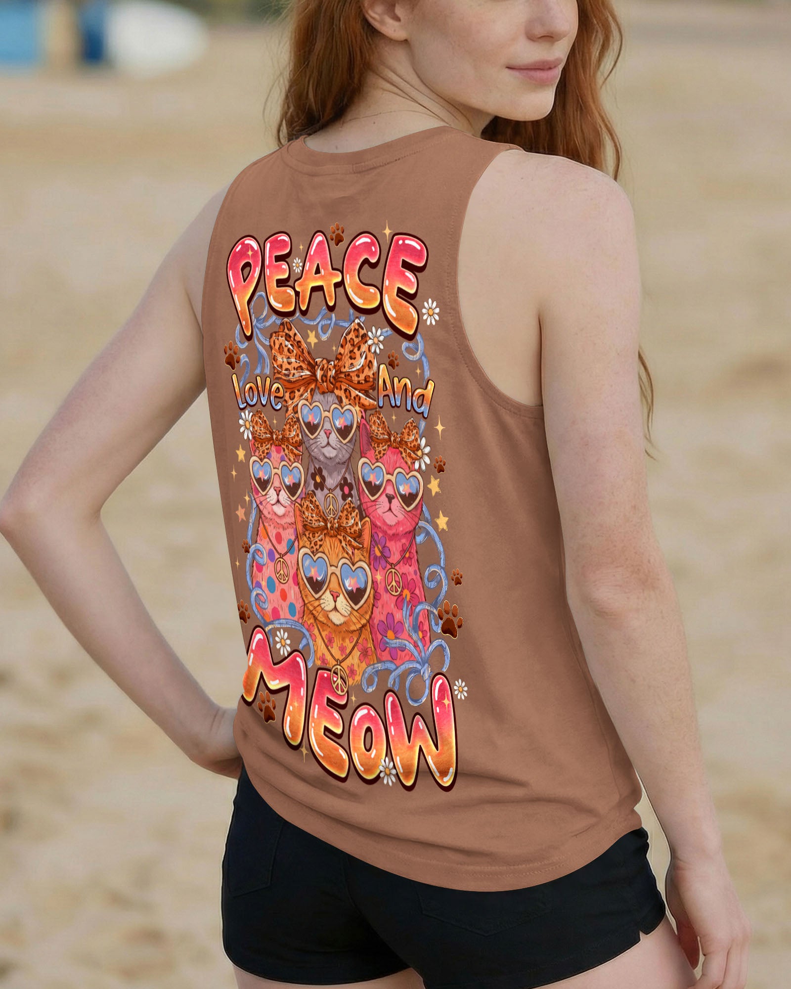 PEACE LOVE AND MEOW CAT ALL OVER PRINT - TYQY2407261