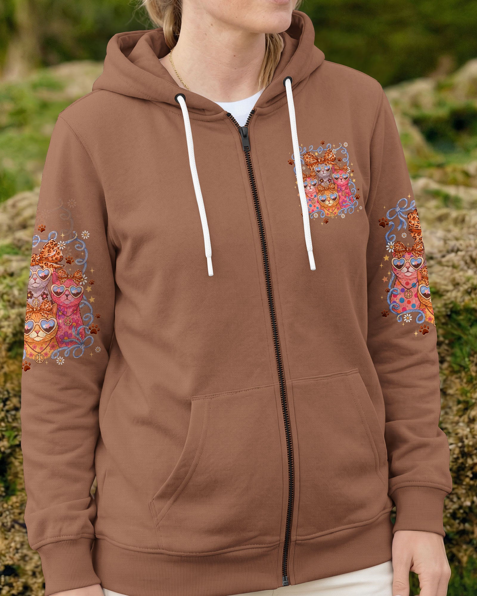 PEACE LOVE AND MEOW CAT ALL OVER PRINT - TYQY2407261