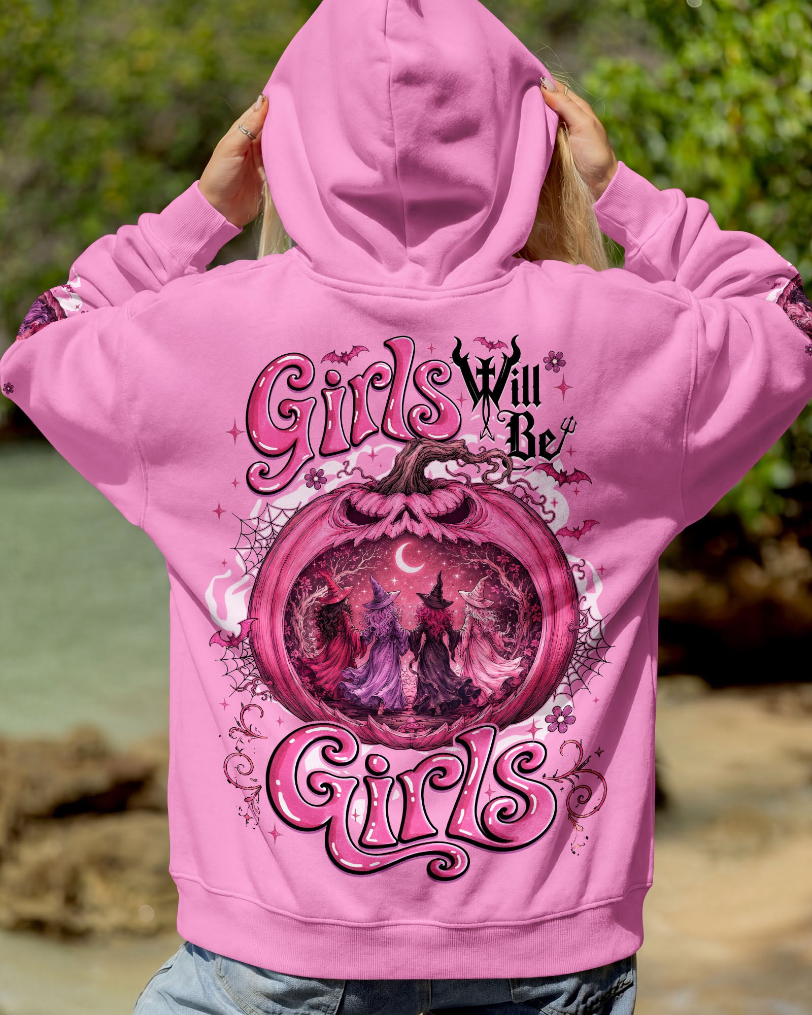 GIRLS WILL BE GIRLS HALLOWEEN WITCH ALL OVER PRINT - TYQY2407263