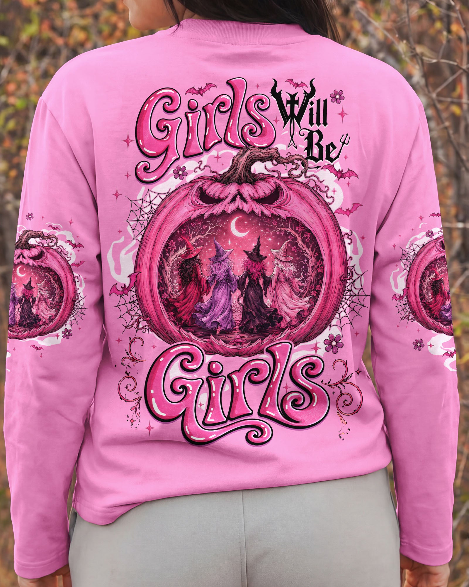 GIRLS WILL BE GIRLS HALLOWEEN WITCH ALL OVER PRINT - TYQY2407263