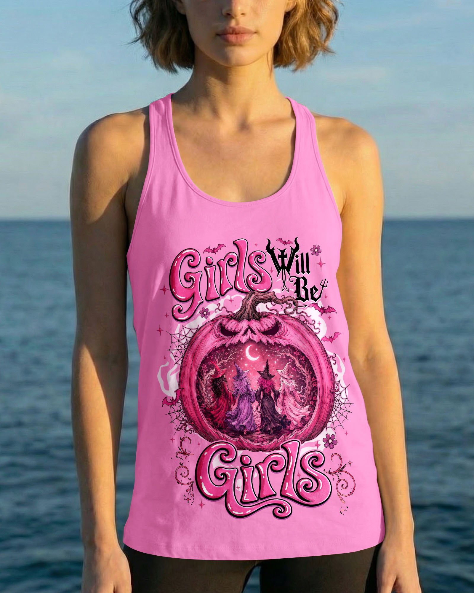 GIRLS WILL BE GIRLS HALLOWEEN WITCH ALL OVER PRINT - TYQY2407263