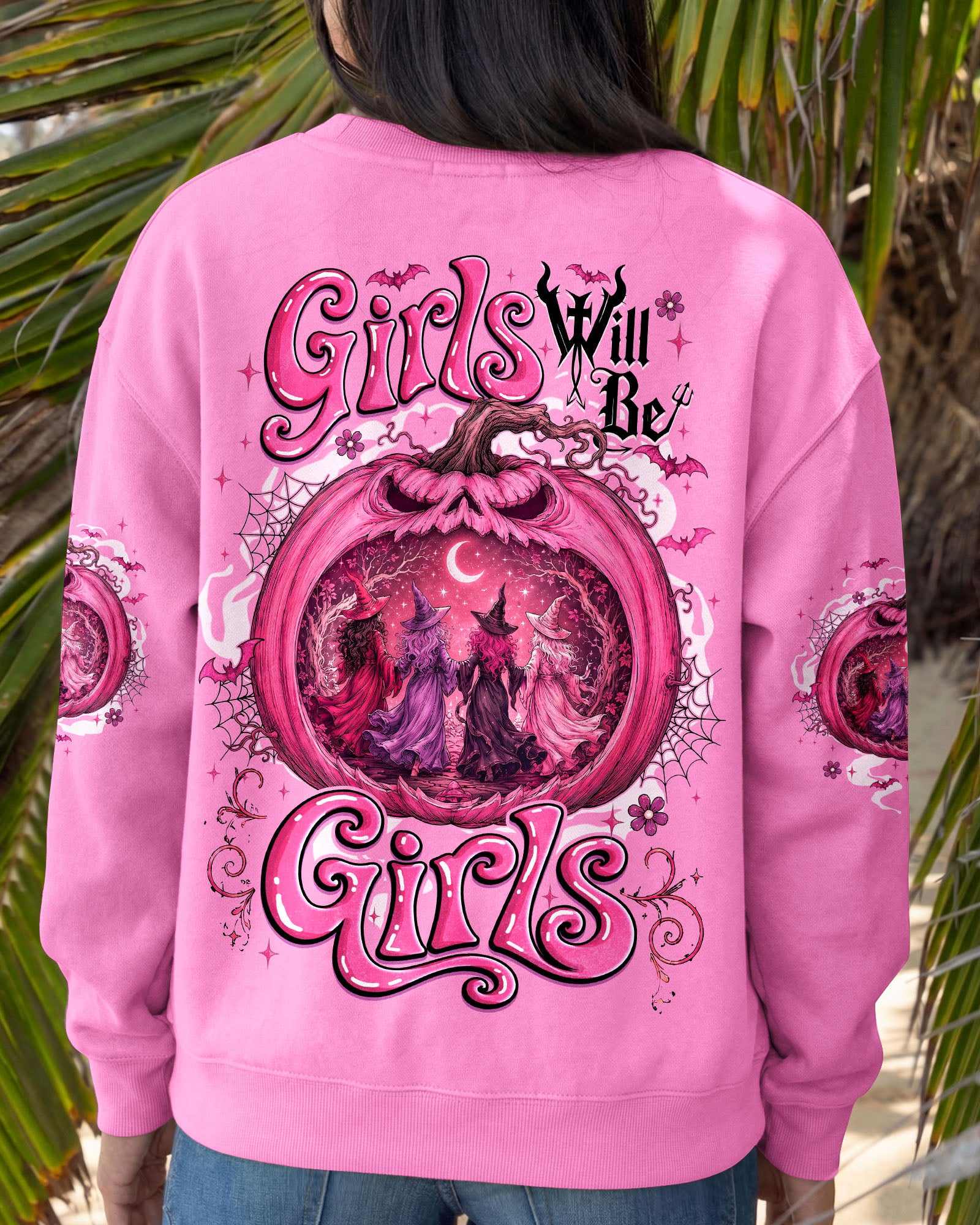 GIRLS WILL BE GIRLS HALLOWEEN WITCH ALL OVER PRINT - TYQY2407263