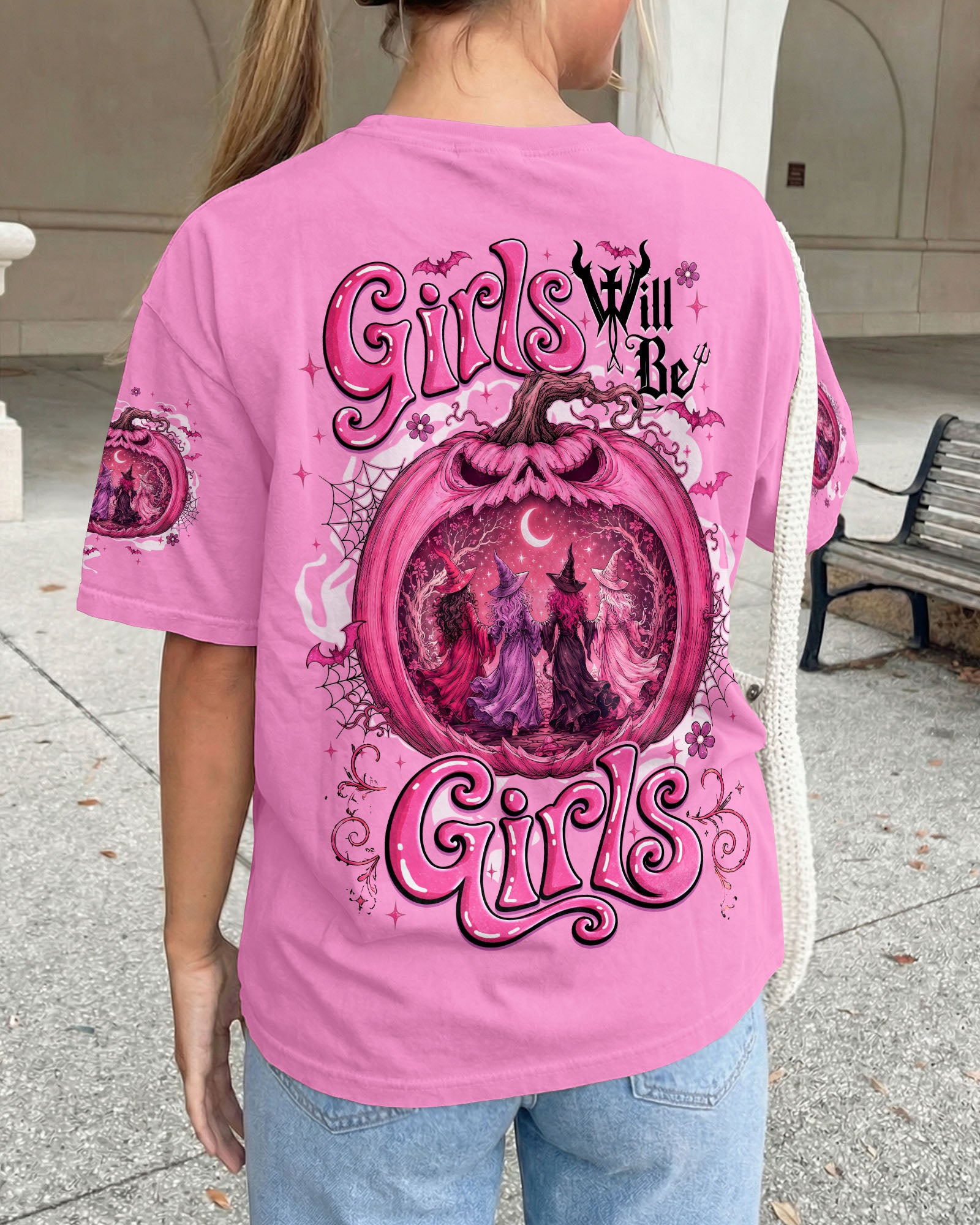 GIRLS WILL BE GIRLS HALLOWEEN WITCH ALL OVER PRINT - TYQY2407263