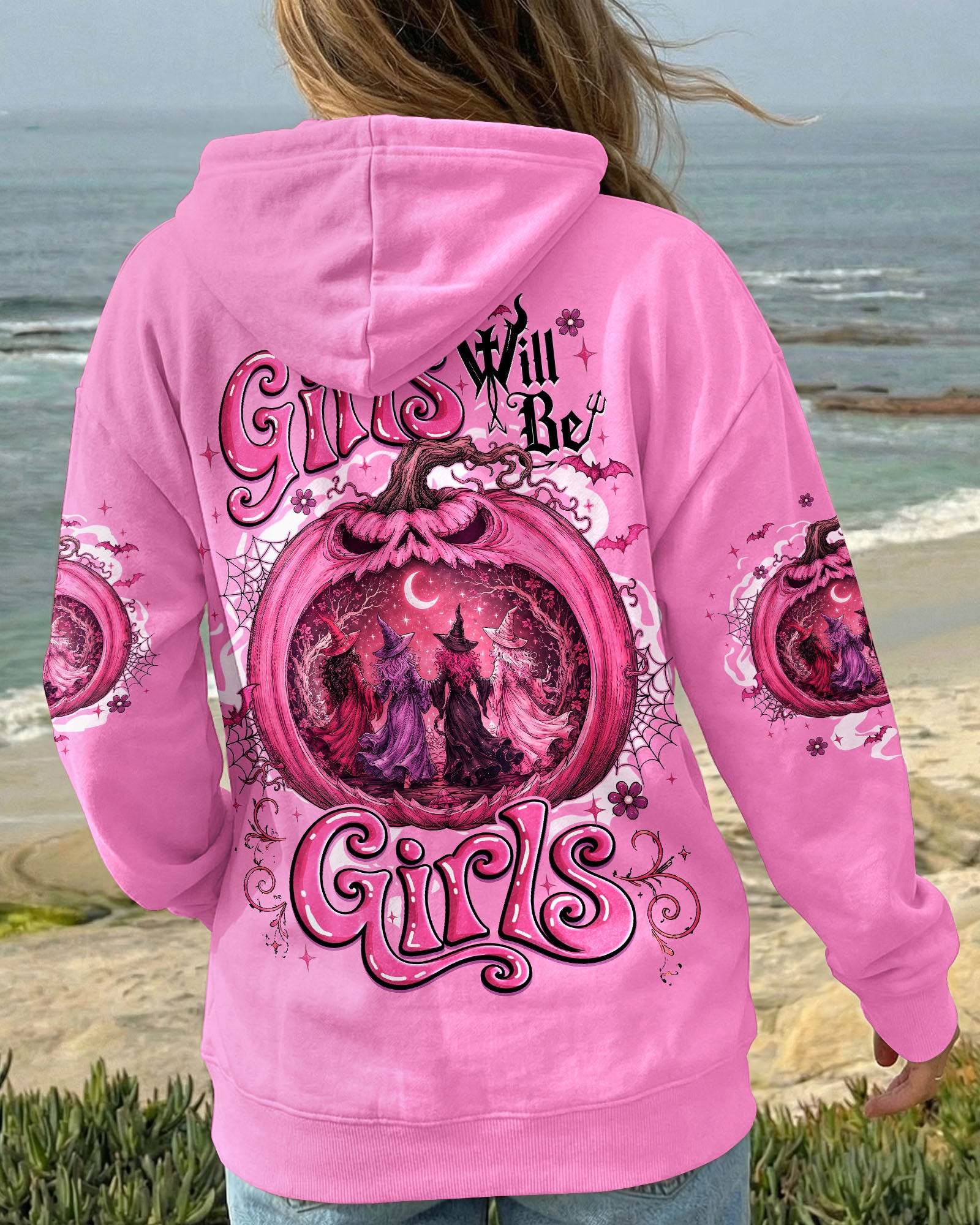 GIRLS WILL BE GIRLS HALLOWEEN WITCH ALL OVER PRINT - TYQY2407263