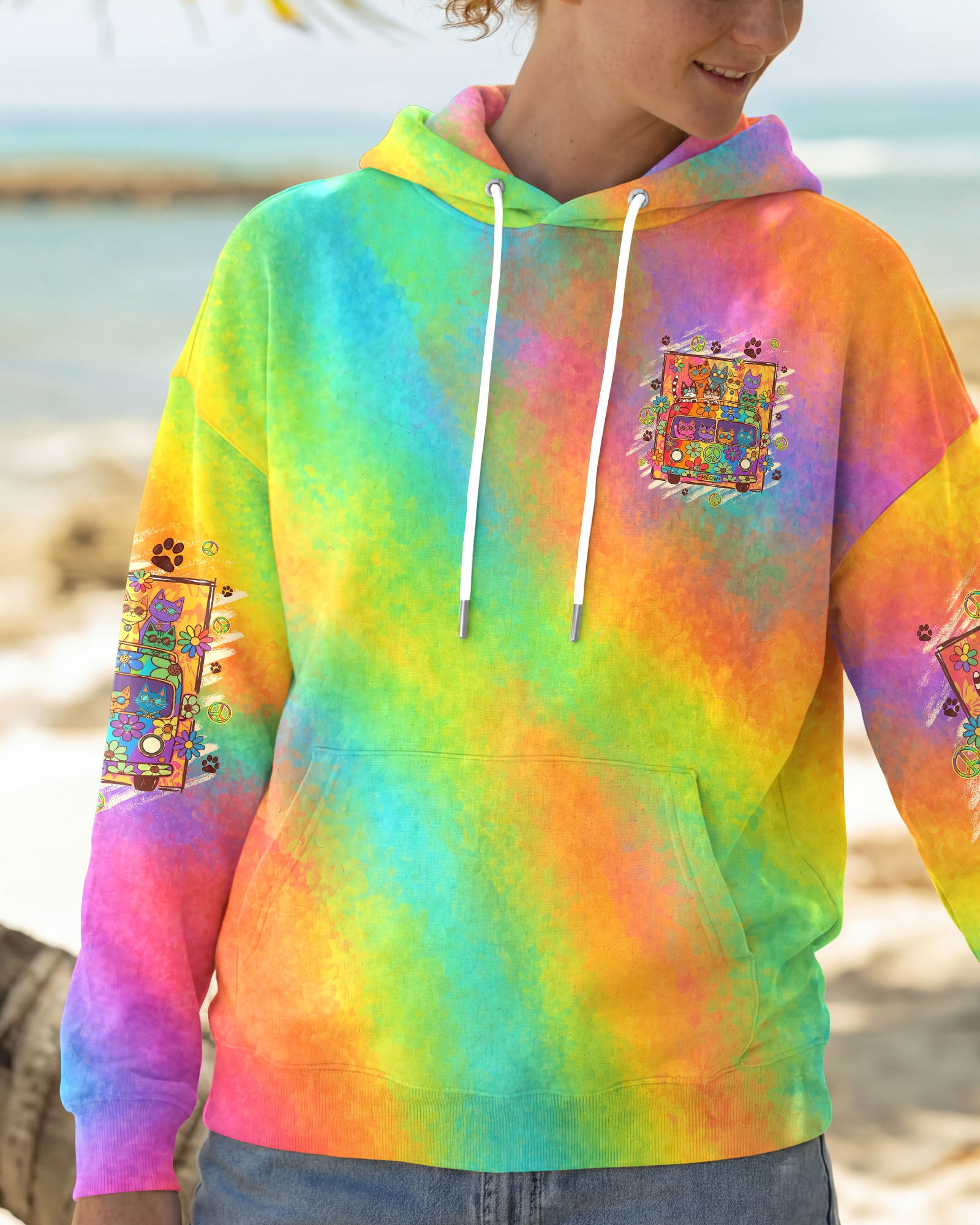 PEACE LOVE AND MEOW CATS ALL OVER PRINT - TYQY2707261
