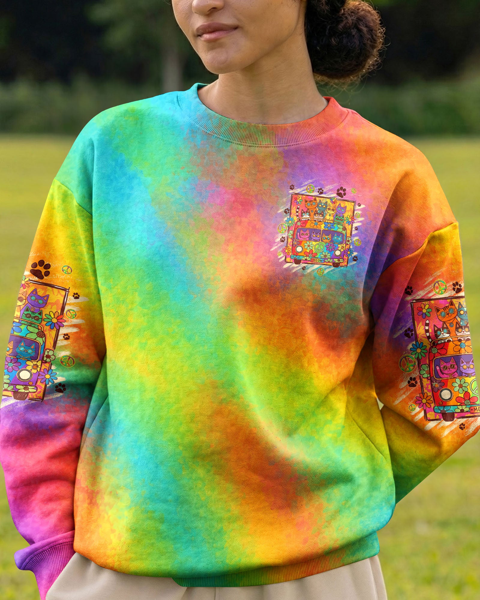 PEACE LOVE AND MEOW CATS ALL OVER PRINT - TYQY2707261