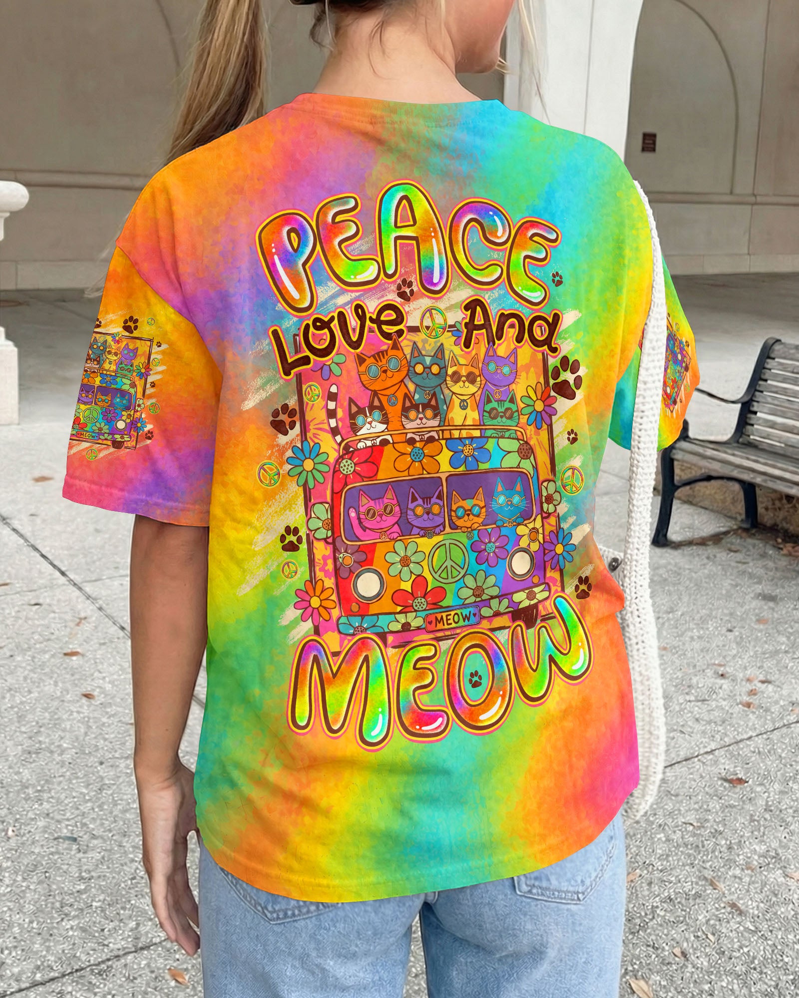 PEACE LOVE AND MEOW CATS ALL OVER PRINT - TYQY2707261
