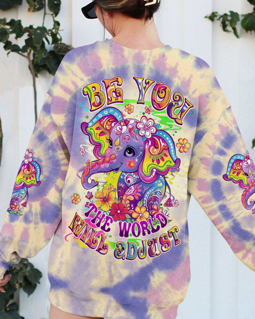 BE YOU THE WORLD WILL ADJUST ELEPHANT HIPPIE TIE DYE ALL OVER PRINT - TYQY2802252