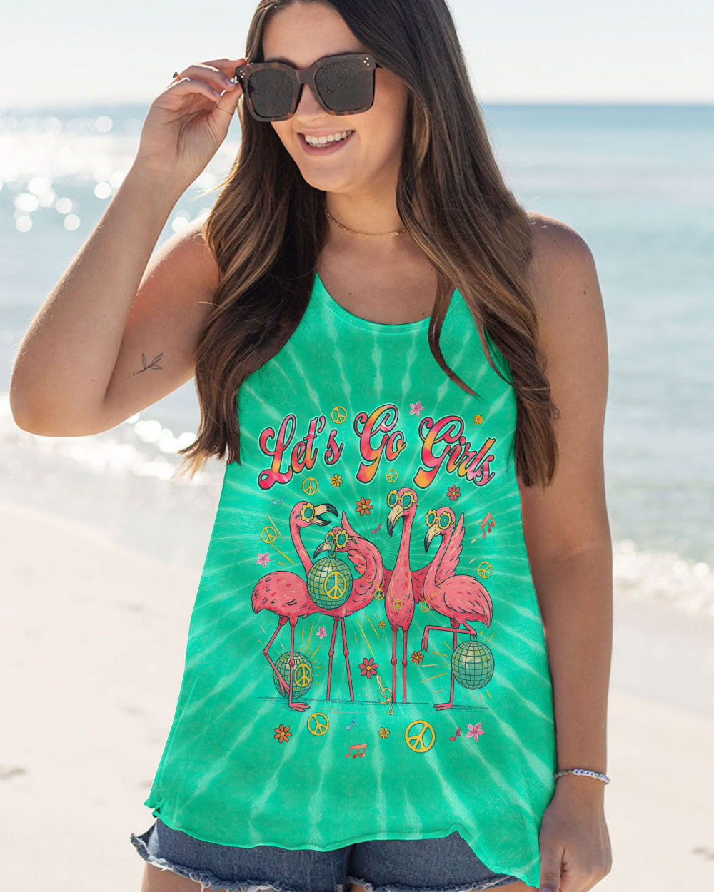 LET'S GO GIRL FLAMINGO TIE DYE ALL OVER PRINT - TYQY2804253