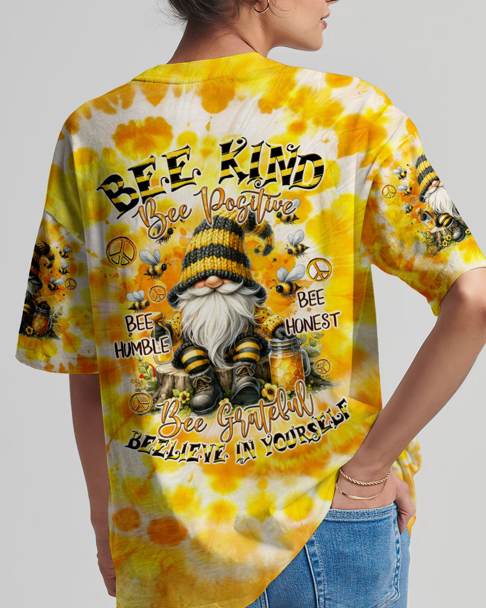 BEE KIND GNOMIE TIE DYE ALL OVER PRINT - TYQY3101244