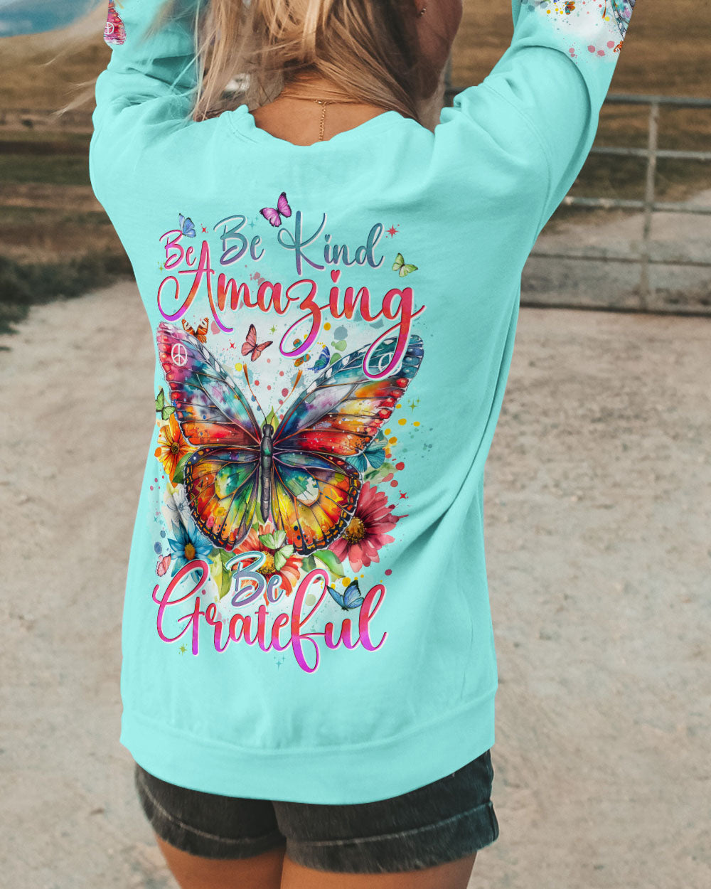 BE KIND BE AMAZING BE GRATEFUL BUTTERFLY ALL OVER PRINT - TYTD0104243