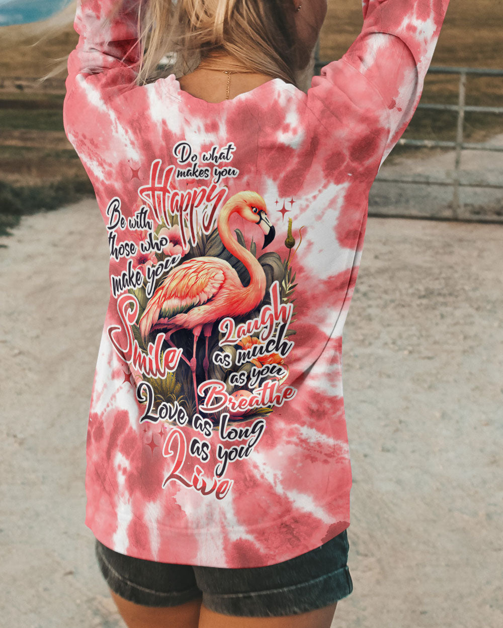 DO WHAT MAKES YOU HAPPY FLAMINGO TIE DYE ALL OVER PRINT - TYTD0206232