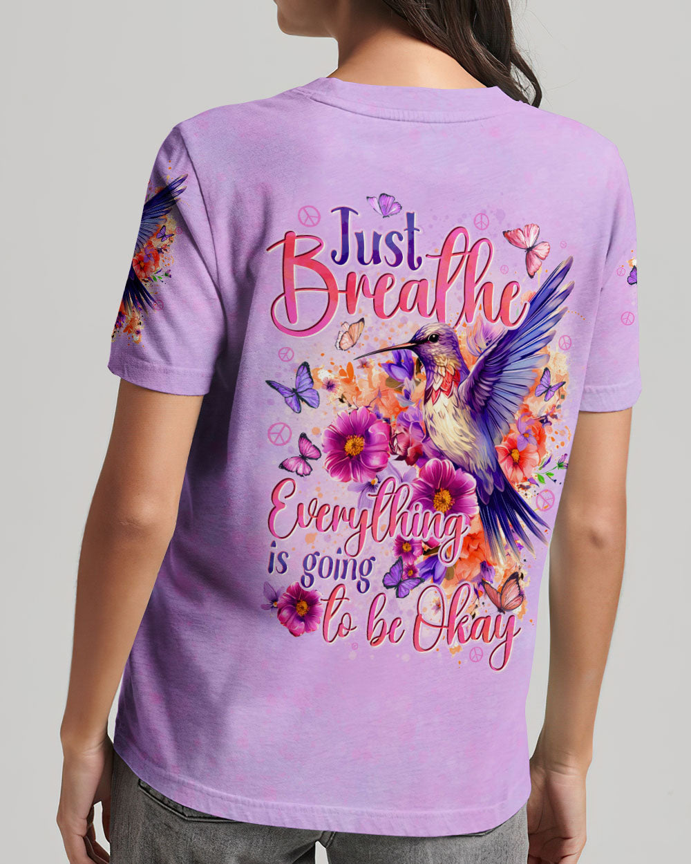 JUST BREATHE HUMMINGBIRD ALL OVER PRINT - TYTD0406241
