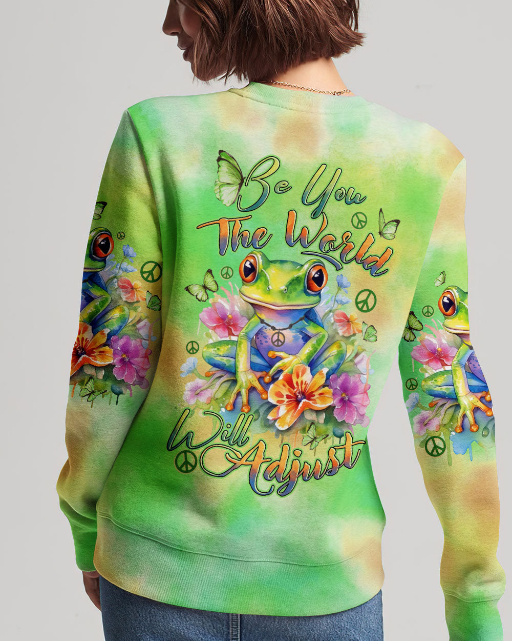 BE YOU THE WORLD WILL ADJUST FROG ALL OVER PRINT - TYTD0412234