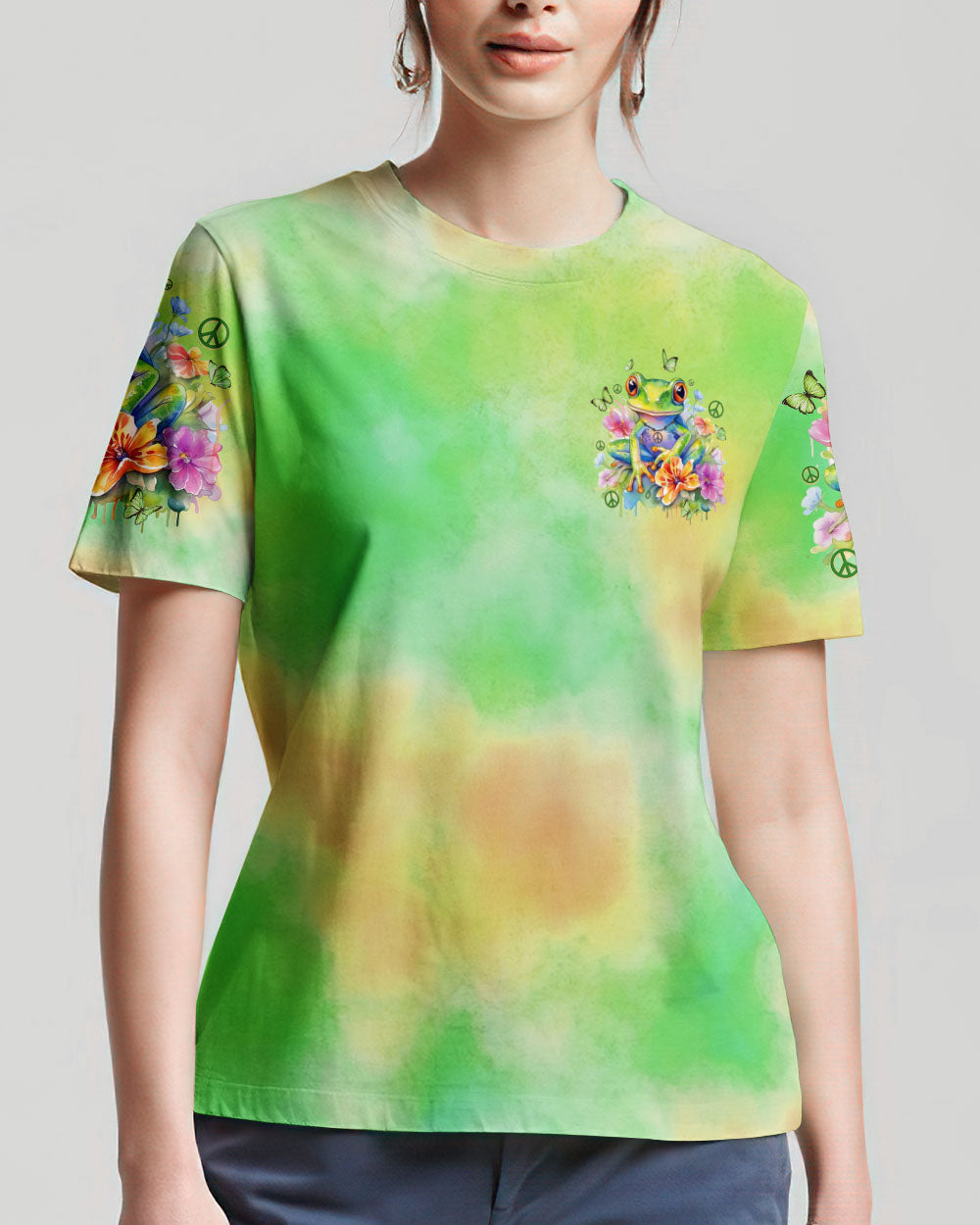 BE YOU THE WORLD WILL ADJUST FROG ALL OVER PRINT - TYTD0412234