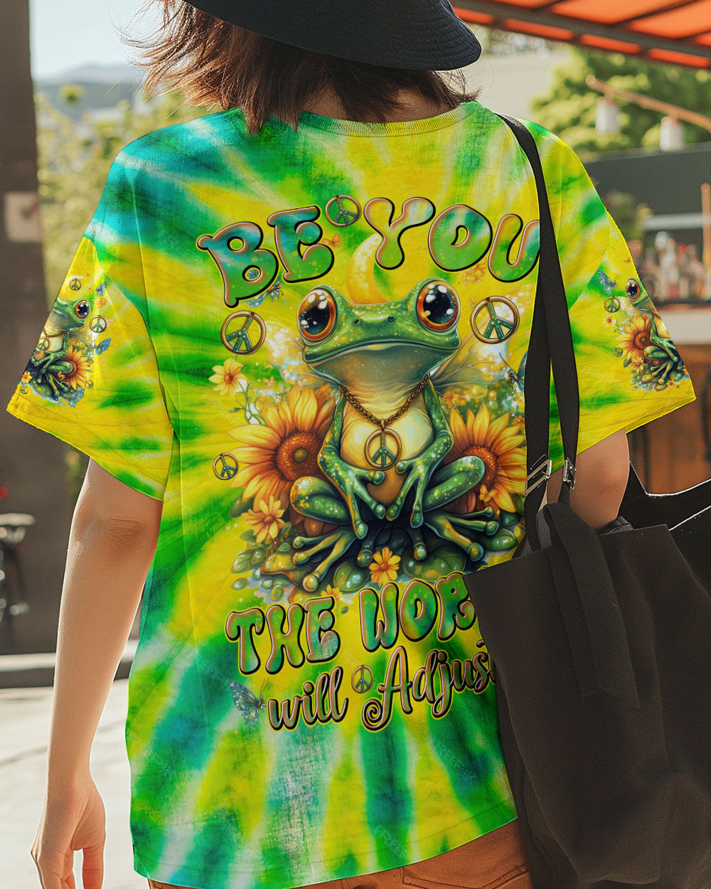 BE YOU THE WORLD WILL ADJUST FROG TIE DYE ALL OVER PRINT - TYTD0901251