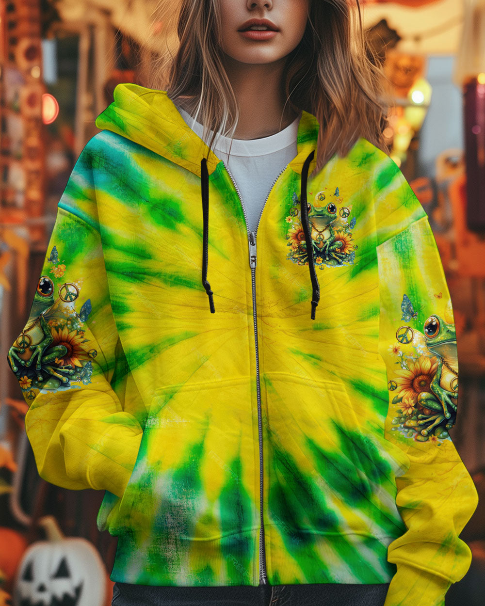 BE YOU THE WORLD WILL ADJUST FROG TIE DYE ALL OVER PRINT - TYTD0901251