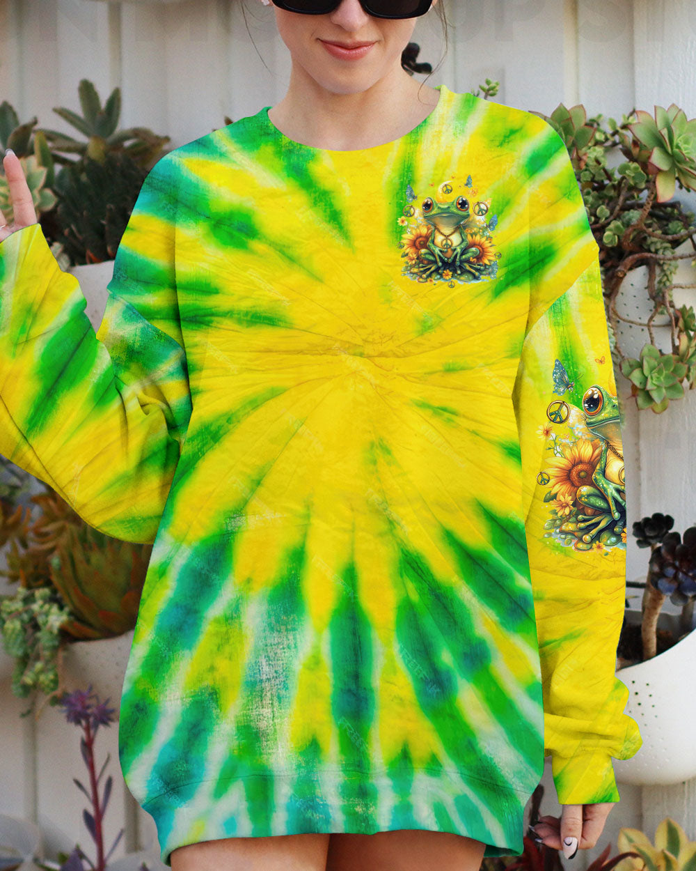 BE YOU THE WORLD WILL ADJUST FROG TIE DYE ALL OVER PRINT - TYTD0901251