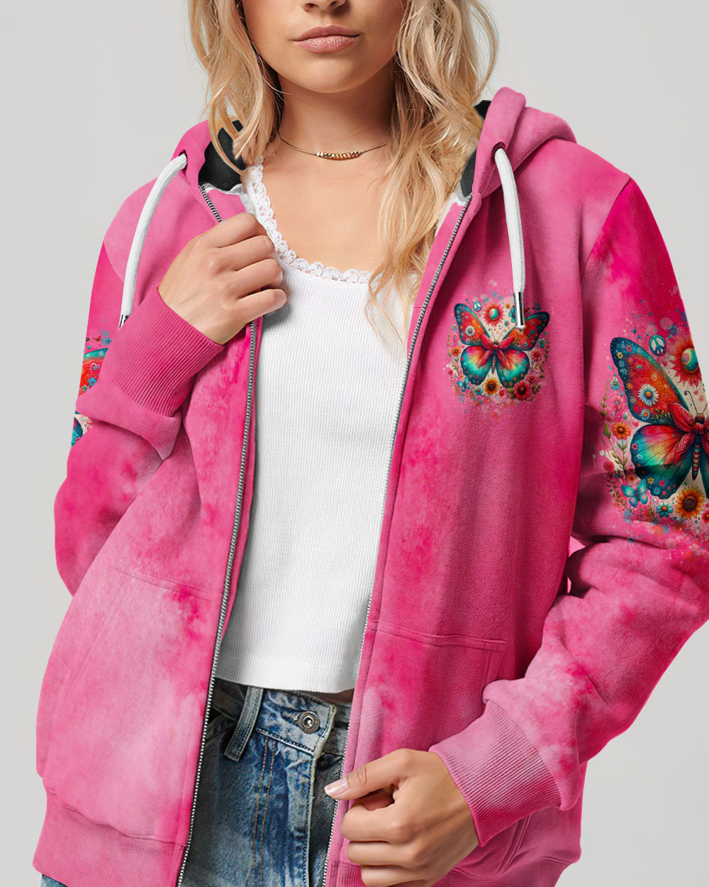 NEVER UNDERESTIMATE A WOMAN WHO LOVES BUTTERFLIES ALL OVER PRINT - TYTD1106244