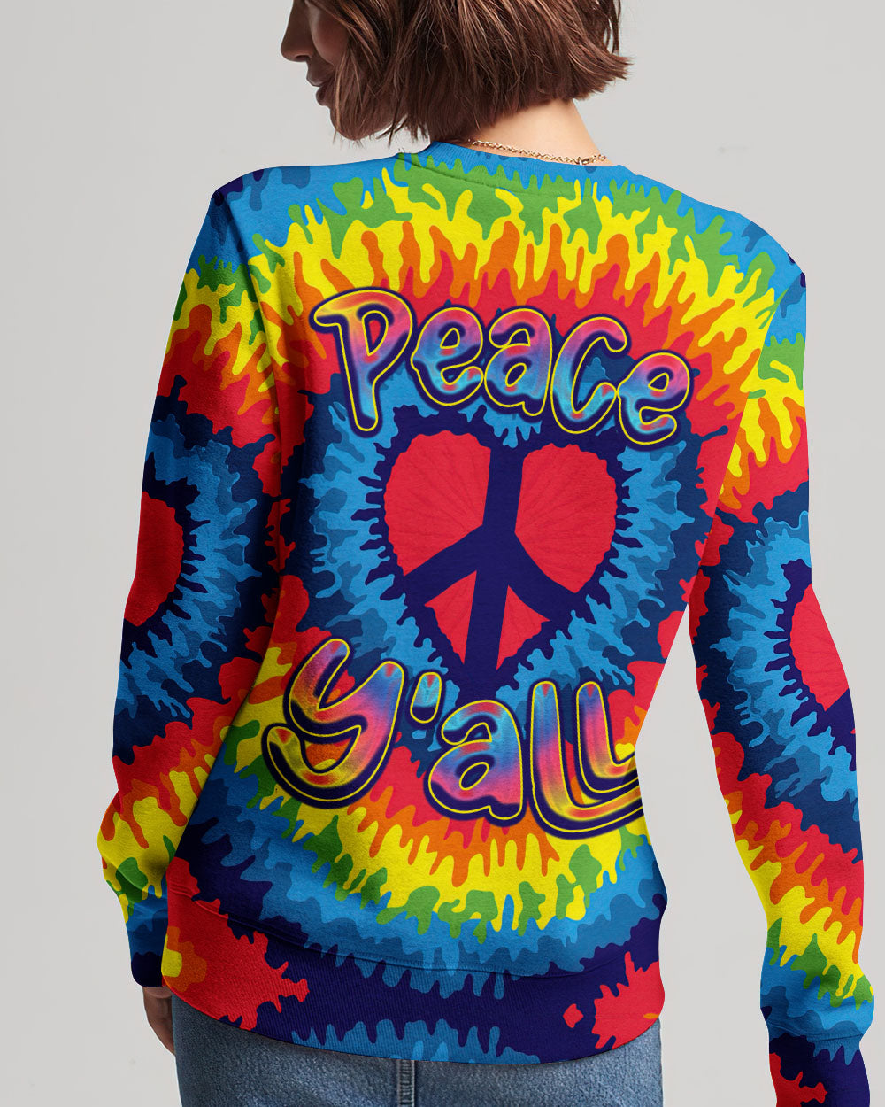 PEACE Y'ALL HEART TIE DYE ALL OVER PRINT - TYTD1107234