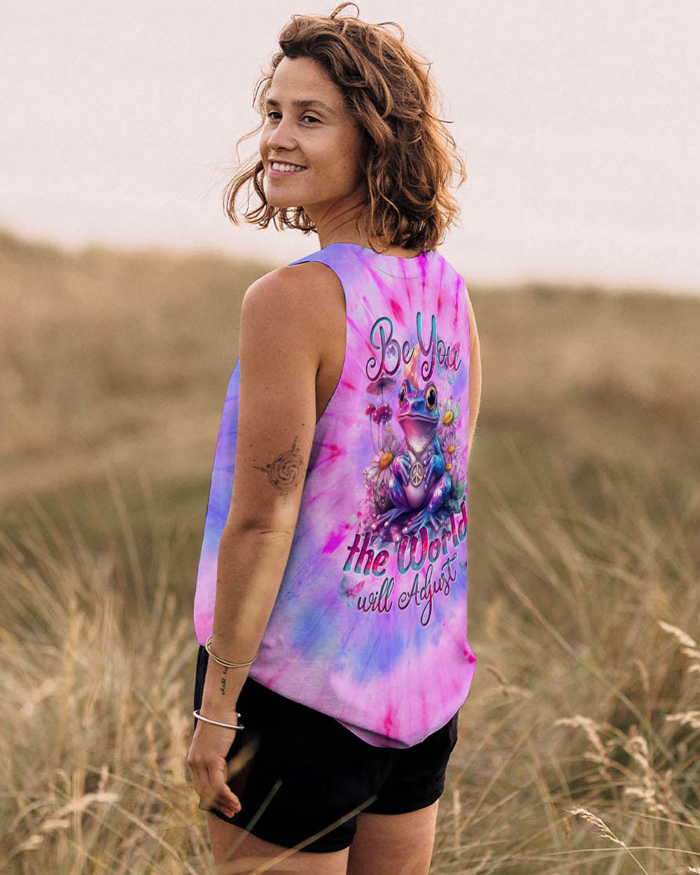 BE YOU THE WORLD WILL ADJUST FROG TIE DYE ALL OVER PRINT - TYTD1301252